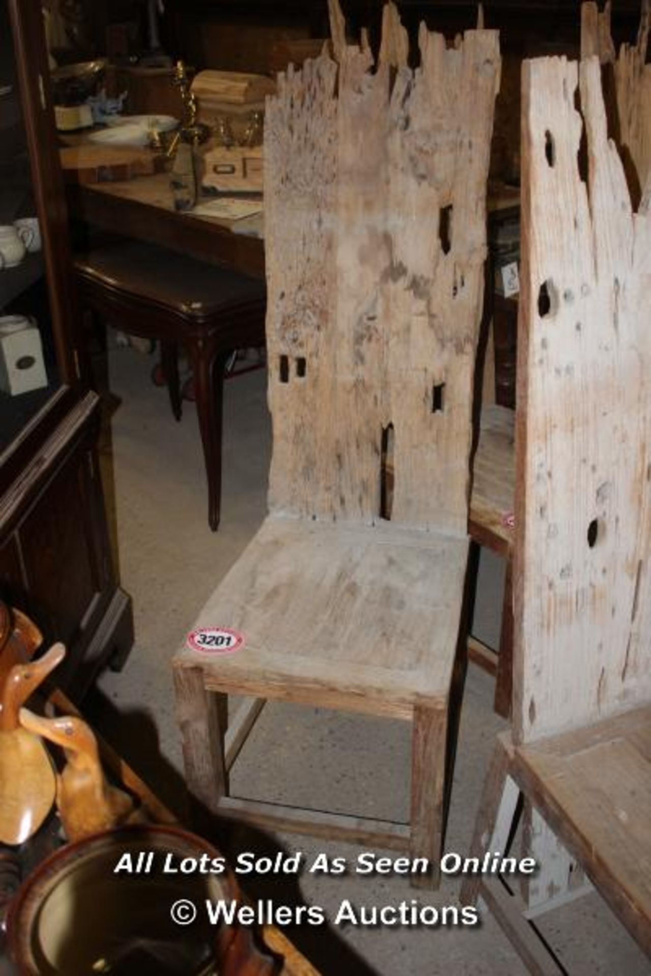 *LARGE DRIFTWOOD HIGH BACK CHAIR, APPROX 166CM HIGH