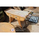 *WOODEN CONSORT TABLE WITH TWO DRAWERS, 121CM X 45CM X 90CM