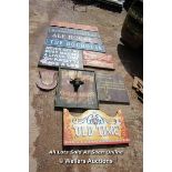 *TEN VARIOUS WOODEN SIGNS INCLUDING 'ALE HOUSE' AND 'THE MAD HATTER'