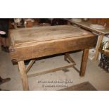 *LARGE OAK STYLE BUTCHERS BLOCK, 152CM X 100CM X 97CM