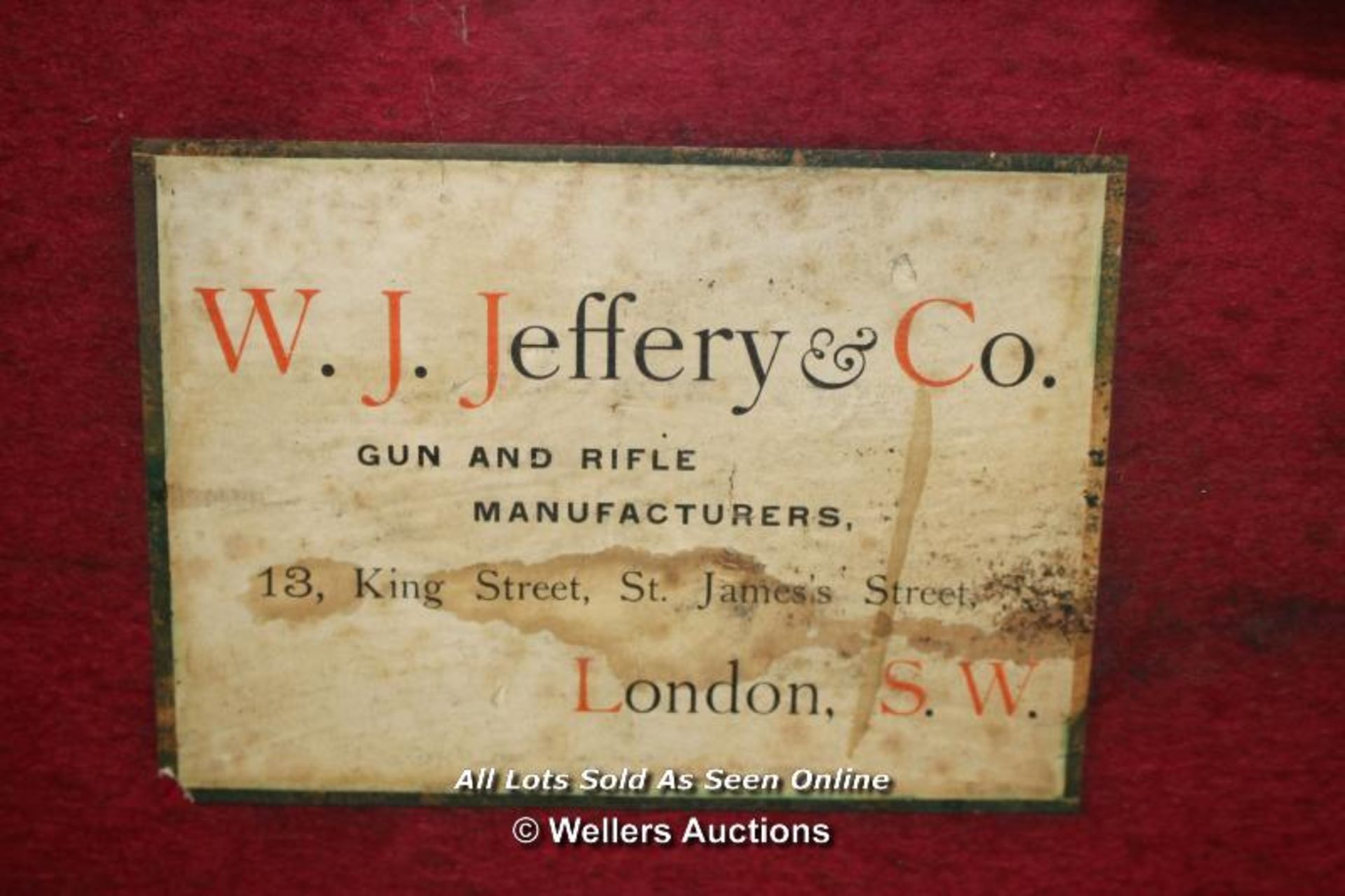 *W J JEFFREY AND CO. GUN CASE - Image 2 of 4
