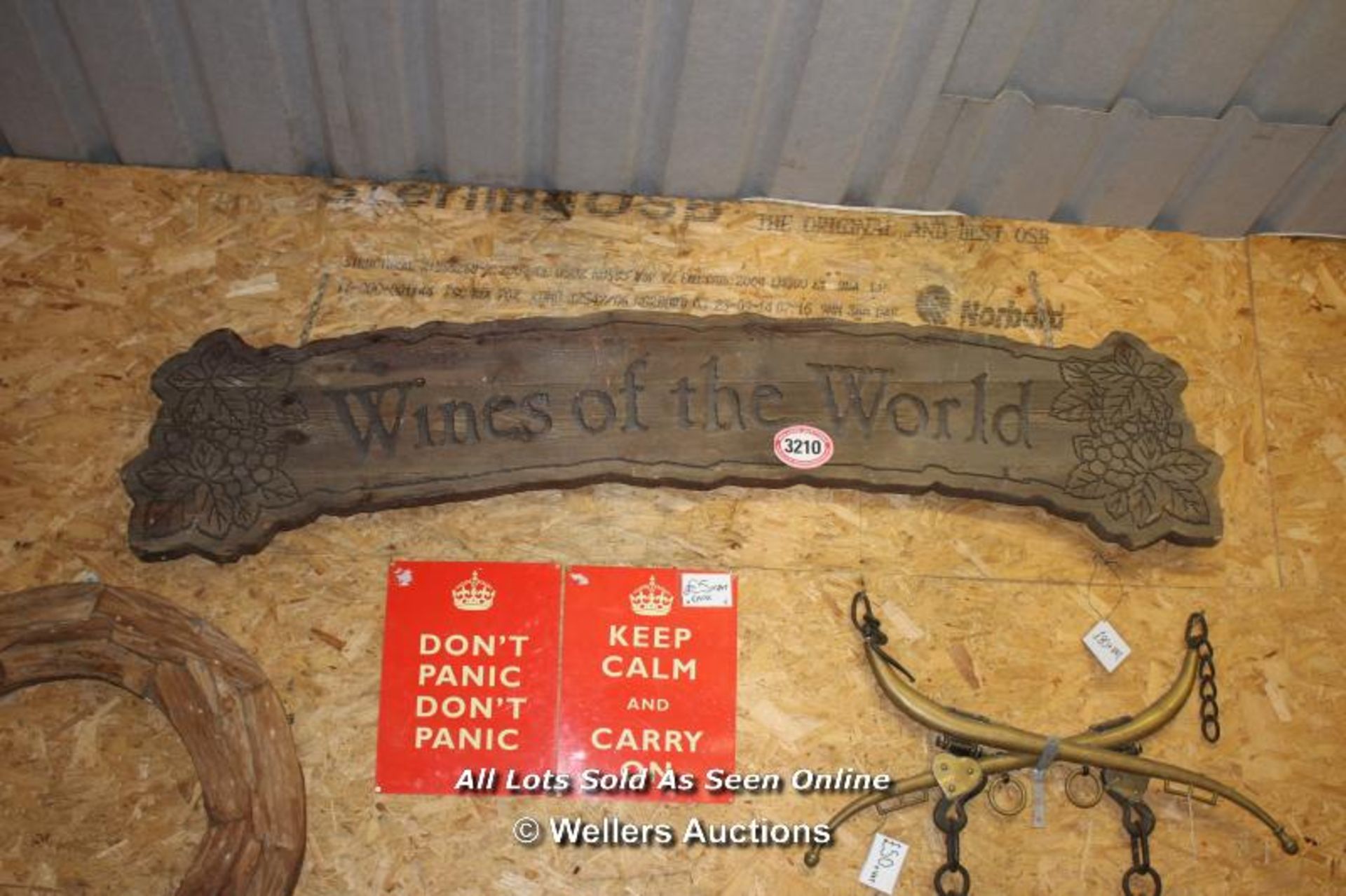 *WINES OF THE WORLD' LARGE WOODEN SIGN, 190CM X 32CM