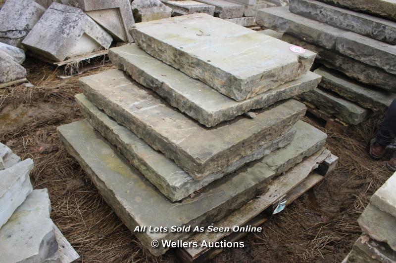 *PALLET OF OIL LEAKED YORKSTONE SLABS, APPROX 5 SQ MTRS