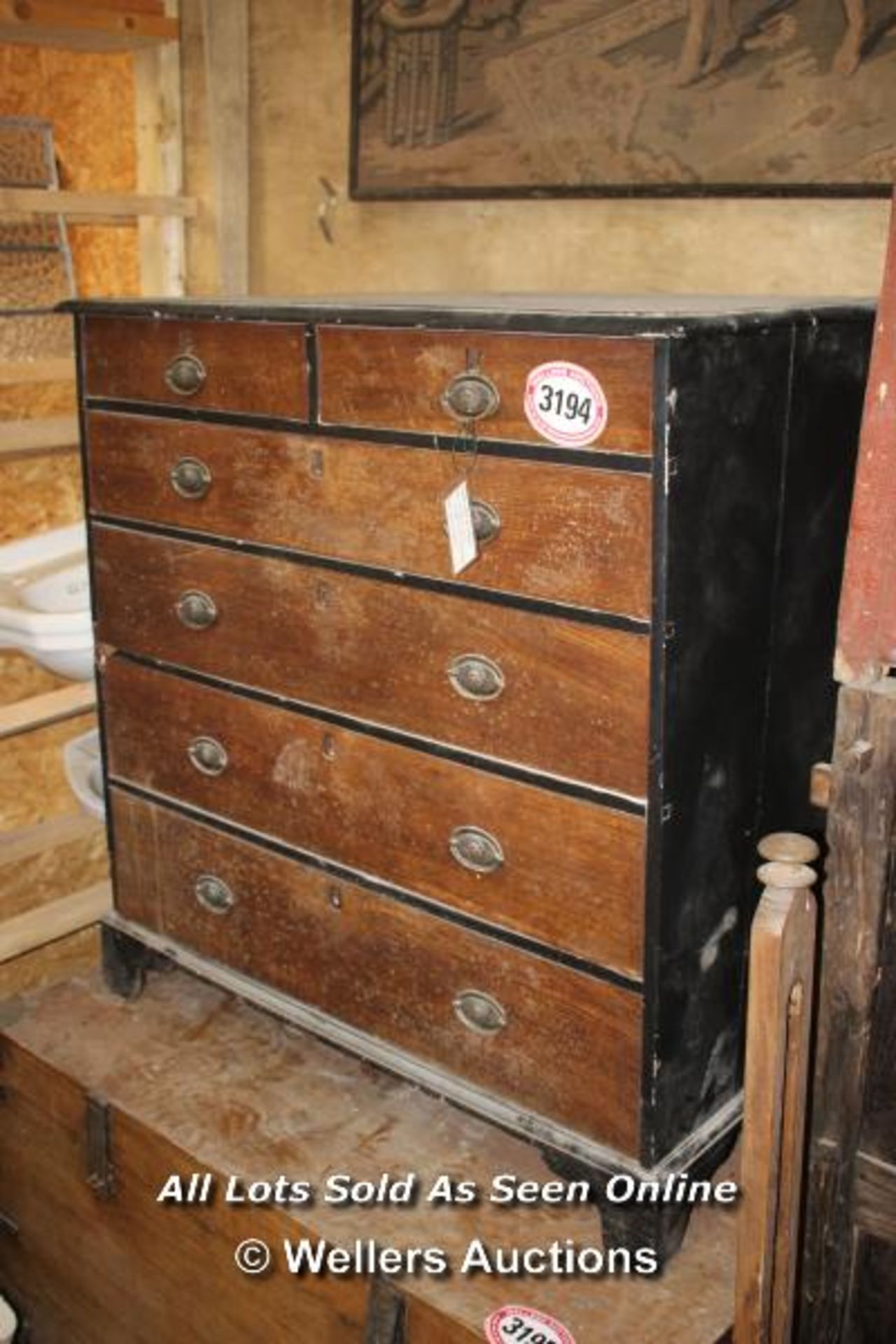 *ORNATE CHEST OF DRAWERS, 103CM X 55CM X 106CM