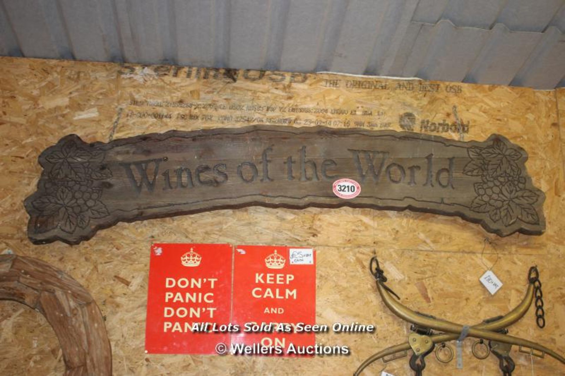 *WINES OF THE WORLD' LARGE WOODEN SIGN, 190CM X 32CM - Image 2 of 2