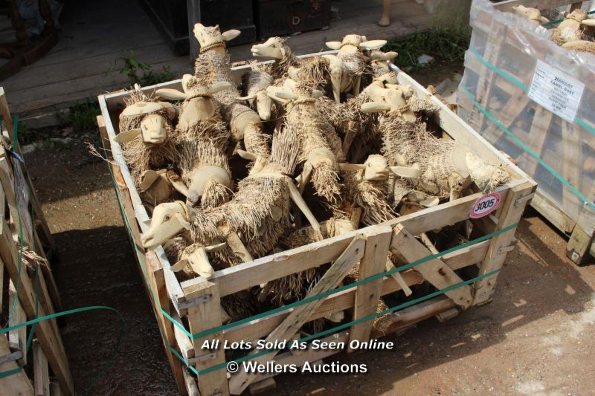 *PALLET OF APPROX 50 CARVED WOODEN SHEEP