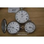 SELECTION OF ANTIQUE POCKET WATCHES ,1X 935 SILVER, MANUAL WIND MOVEMENT,ENAMELED ROMAN DIAL, 1X