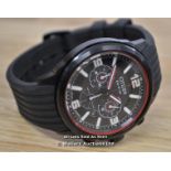 *GENTS CITIZEN ECO-DRIVE CHRONOGRAPH, QUARTZ MOVEMENT, BLACK HALF ARABIC HALF BATTON HOBNAIL EFFECT