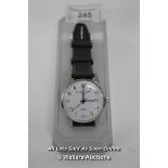 GENTS,ROYAL LONDON, QUARTZ WATCH,WHITE HALF BATTON ARABIC DIAL WITH DATE,STAINLESS STAEEL CASE ON