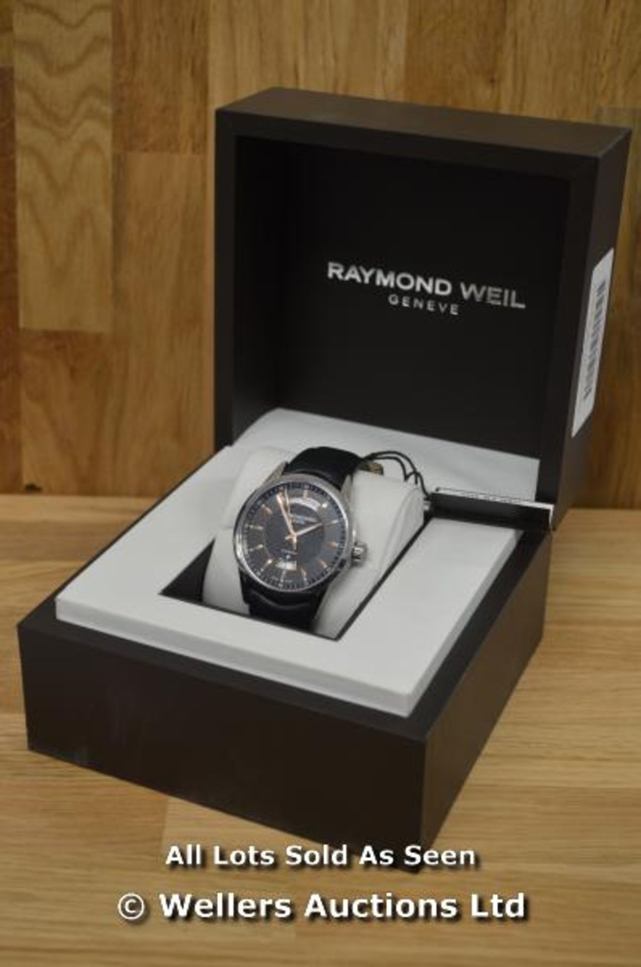 *GENTS RAYMOND WEIL FREELANCER, AUTOMATIC MOVEMENT, BLACK HOBNAIL DIAL WITH ROSE COLOURED HOUR - Image 5 of 5