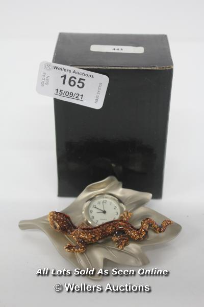 IMPERIAL, RED/BROWN FANCY SLAMANDER QUARTZ CLOCK / APPEARS TO BE NEW - OPENED BOX