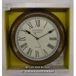 ACCTIM,REDBOURN,TOWCHESTER, QUARTZ WALL CLOCK,ANALOGUE, LAQURED BRUSHED FINISH. / NEW & SEALED