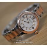 *LADIES FREDERIQUE CONSTANT, CLASSICS DELIGHT,STEEL AND ROSE GOLD PLATTED WITH WHITE GUILLOCHE