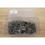 BOX OF MIXED USED PARTS INCLUDING ESCAPEMENTS,HAIRSPRINGS.