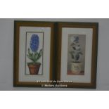 PAIR OF MATCHING FRAMED PRINTS, 9.5"X15", ONE OF HYACINTH BY FIONA BUTLER, ONE HYDRANGEA BY F