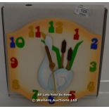 SAWDUST FACTORY, CHILDS CLOCK,QUARTZ, SWAN / APPEARS TO BE NEW - OPENED BOX