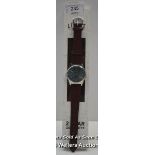 GENTS,LIMIT,QUARTZ WATCH,BLUE BATTON ARABIC SUNBURST DIAL,STEEL CASE,BROWN LEATHER STRAP