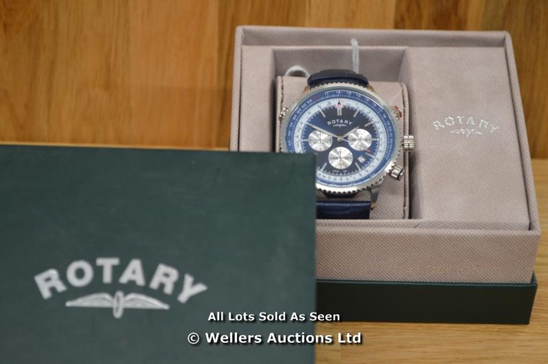 *GENTS ROTARY STEEL CHRONOGRAPH,BLUE BATTON DIAL WITH DATE, QUARTZ MOVEMENT,WR 70 METERS, 44MM - Image 5 of 5