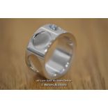 *LOUIS VUITTON IMPREINTE 18K WHITE GOLD 10MM WIDE BAND RING SIZE EU 52-US 6.5 [LQD208]