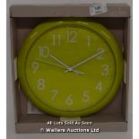 ACCTIM ABINGDON LIME GREEN WALL CLOCK,QUARTZ, ANALOGUE. / NEW & SEALED