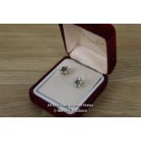 9CT EMERALD AND CUBIC ZERCONIA SET EARRINGS