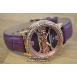 *LADIES EMPRESS WATCH, ROSE COLOURED CASE, MANUAL MOVEMENT, STONE SET BEZEL AND DIAL, CLEAR CASE