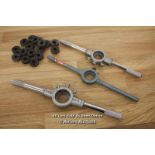 THREE DIE BUTTON WRENCHES INCLUDING M25 1" AND M20 WITH VARIOUS BUTTONS
