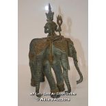 BRONZE BANGKOK STATUE OF INDRA RIDING A THREE HEADED ELEPHANT, 24CM HIGH