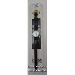 LADIES ,LIMIT,QUARTZ WATCH,WHITE ARABIC DIAL ,YELLOW CASE,BLACK LEATHER STRAP / APPEARS TO BE NEW -