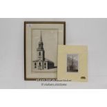 TWO LITHOGRAPH PRINTS INCLUDING THE PARISH CHURCH OF ST MARY AT ISLINGTON AND ALL-SOLES CHURCH