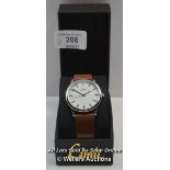 GENTS,LIMIT,QUARTZ WATCH, WHITE BATTON DIAL,STEEL CASE,BROWN LEATHER PIN BUCKLE STRAP,BATTERY NEEDED