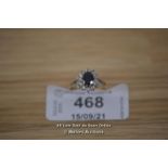 LADIES ANTIQUE 18CT YELLOW AND WHITE GOLD SAPPHIRE AND DIAMOND SET RING (12X RND BRILL DIAS)(1X