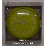 ACCTIM ABINGDON LIME GREEN WALL CLOCK,QUARTZ, ANALOGUE. / APPEARS TO BE NEW - OPENED BOX