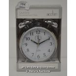 ACCTIM,SAXON, MECHANICAL ALARM CLOCK,CHROME FINISH / APPEARS TO BE NEW - OPENED BOX