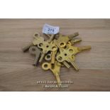MECHANICAL BRASS CLOCK KEYS, ASSORTED SIZES AND QUANTITY