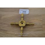 LARGE BRASS MECHANICAL,4 ARMED CLOCK KEY,SIZE 350,400,450,500