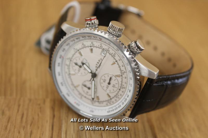 *GENTS WATCH,ROTARY CHRONOGRAPH,QUARTS MOVEMENT,BRUSHED AND POLISHED STEEL CASE, SILVER BATTON