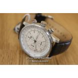 *GENTS WATCH,ROTARY CHRONOGRAPH,QUARTS MOVEMENT,BRUSHED AND POLISHED STEEL CASE, SILVER BATTON