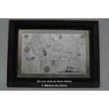 ANTIQUE GLOBAL MAP MIRROR "THE ROYAL GEOGRAPHICAL SOCIETYSILVER MAP" 69.5 X 51CM INCLUDING FRAME
