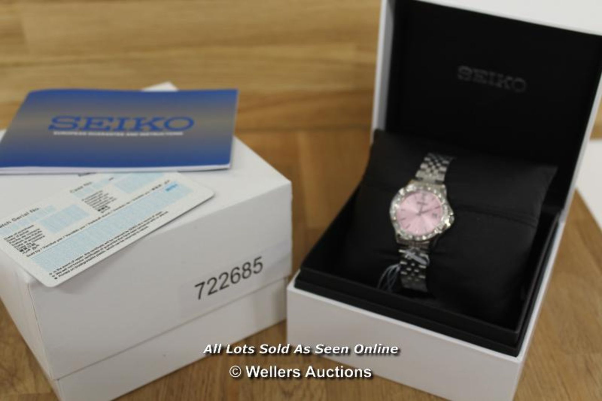 *SEIKO LADIES WATCH, QUARTZ MOVEMENT,BRUSHED AND POLISHED CASE AND BRACELET,PINK SUNBURST BATTON - Image 2 of 2