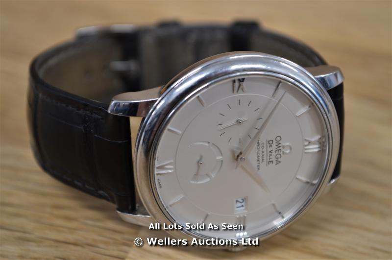 *GENTS OMEGA DE VILLE CO-AXIAL, 39.5MM STAINLESS STEEL CASE, SILVER ROMAN BATTON DIAL WITH DATE, SUB