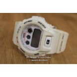 UNISEX CASIO G-SHOCK QUARTZ, BATHING APE, WHITE AND RAINBOW DESIGN SPORTS WATCH,MULTI-FUNCTION LCD