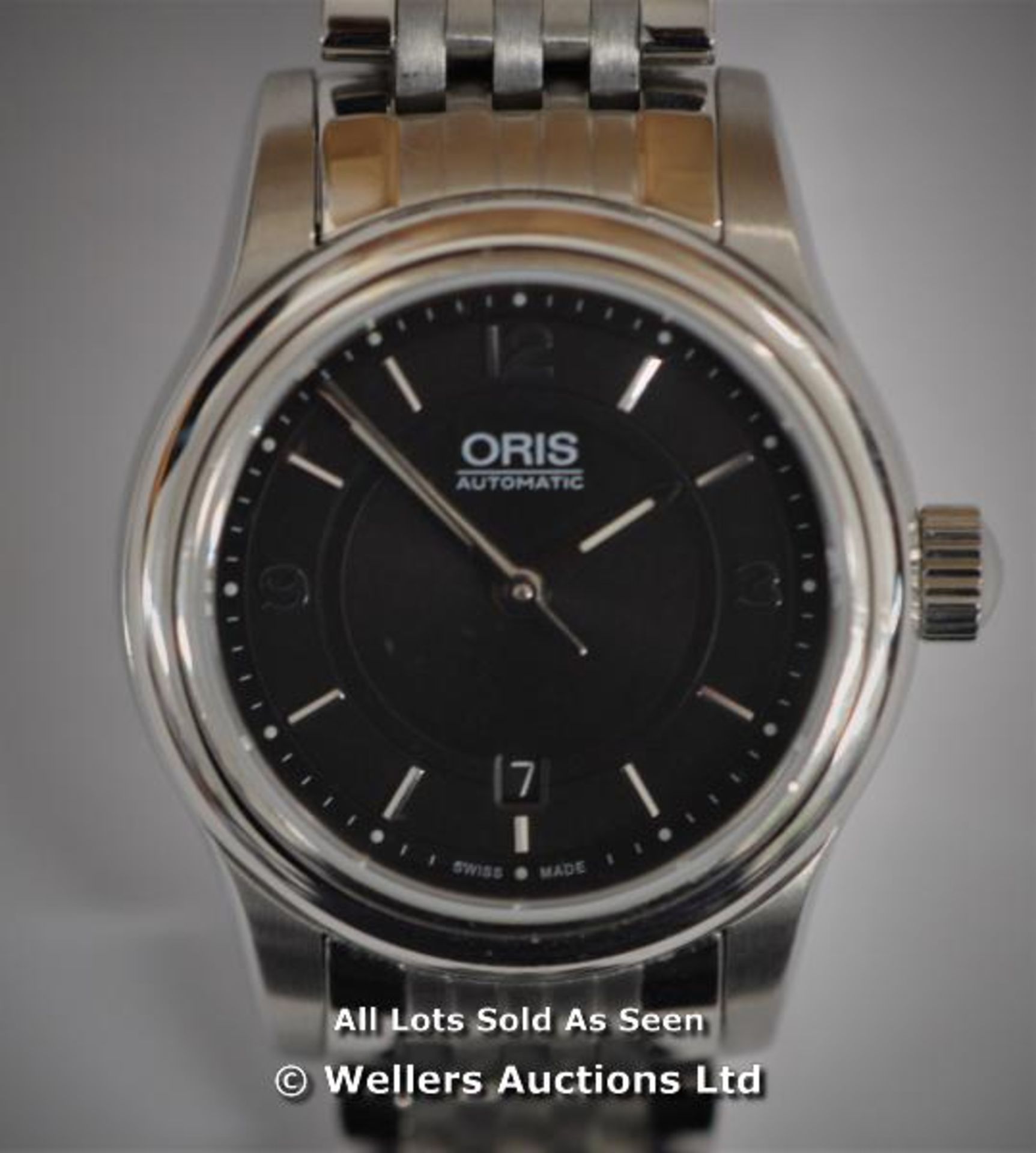 *LADIES ORIS CLASSIC, STAINLESS STEEL BRUSHED AND POLISHED CASE AND BRACELET, BLACK BATTON ARABIC - Image 3 of 5