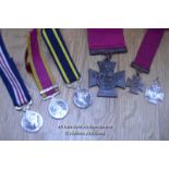 COLLECTION OF BRITISH MILITARY MEDALS INCLUDING MINITURES, GEORGE CROSS COPYS FULL SIZE AND SMALL,