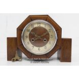 ENFIELD ART DECO SINGLE HAMMER MANTLE CLOCK, IN WORKING ORDER WITH KEY
