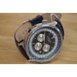 *GENTS ROTARY STEEL CHRONOGRAPH,BLUE BATTON DIAL WITH DATE, QUARTZ MOVEMENT,WR 70 METERS, 44MM