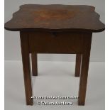SMALL ANTIQUE SEWING TABLE, 41CM WIDE X 42CM HIGH