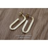 *14CT YELLOW GOLD PAPER CLIP EARINGS, WITH BOX, GREAT CONDITION
