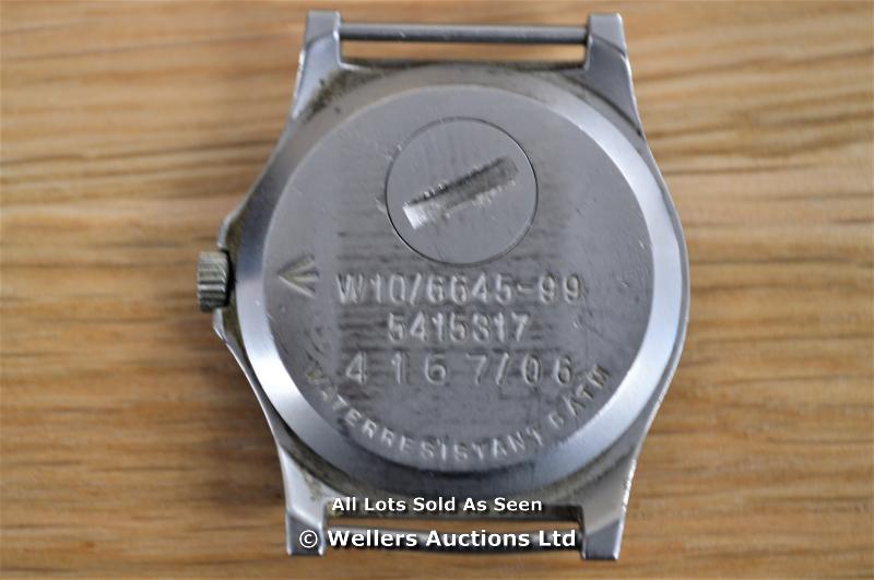 *GENTS BRITISH MILITARY ISSUED CWC WATCH, 34MM SATIN STEEL CASE, QUARTZ MOVEMENT , CIRCLE T BLACK - Image 2 of 2