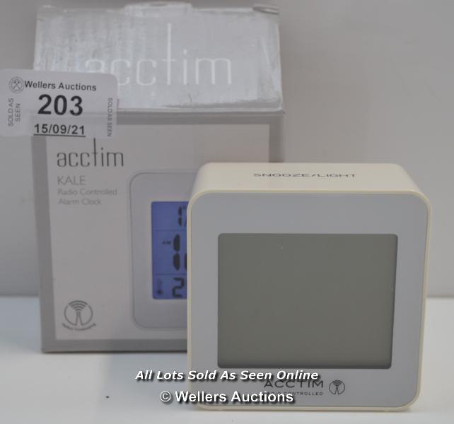 ACCTIM ,KALE,QUARTZ, RADIO CONTROLLED ALARM CLOCK / APPEARS TO BE NEW - OPENED BOX